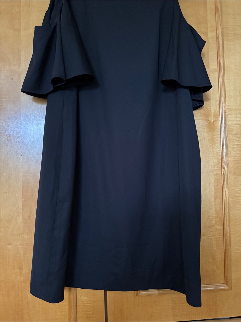 Calvin Klein Black Cold-Shoulder Ruffle Mini Dress - Picture 2 of 12